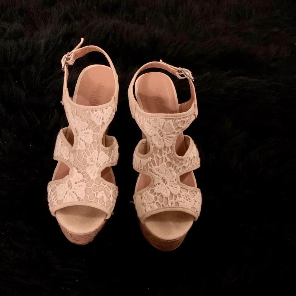 Nude laced wedges - Size 8